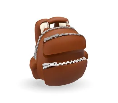 3D puffy backpack vector icon Stock Illustration