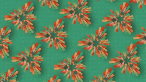 3D Pulsating Biomorphic Pattern Emerald and Orange Loop Stock Footage 340198729