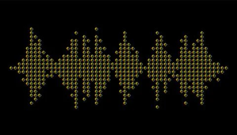 3D Pulse music player. Audio rainbow mosaic wave logo Stock Illustration