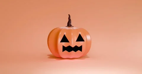 3D pumpkin animated on minimalistic orange 4K background Stock Footage 284124318