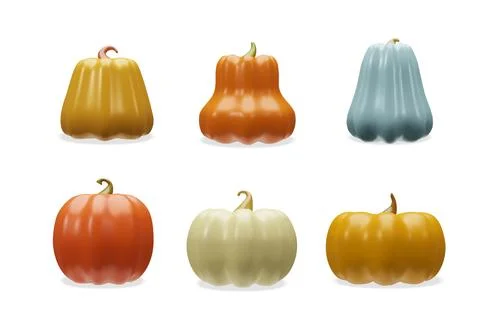 3d pumpkin autumn set 2 Stock Illustration
