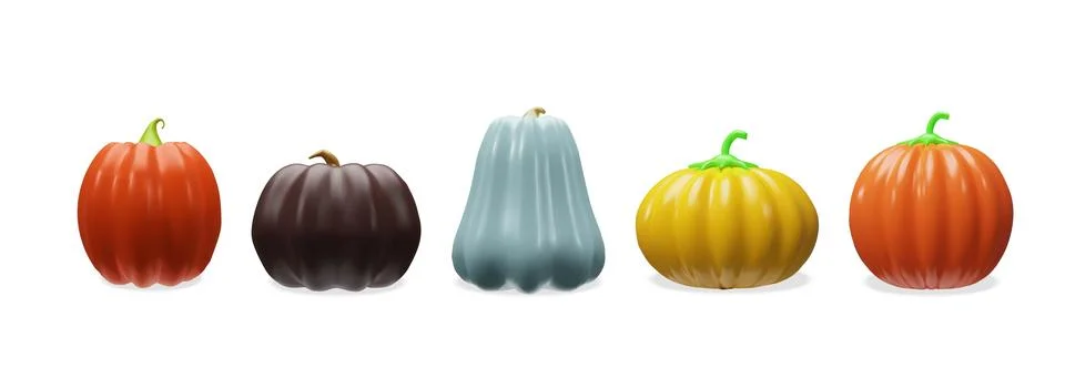 3d pumpkin autumn set of forms Stock Illustration