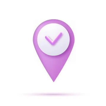 3d puple approvment point location sign. Vector Stock Illustration