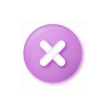 3d puple close, delete button. Vector Illustrazione stock