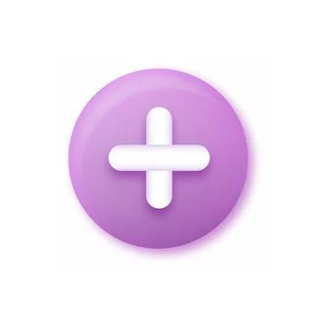 3d puple plus, add button. Vector Stock Illustration