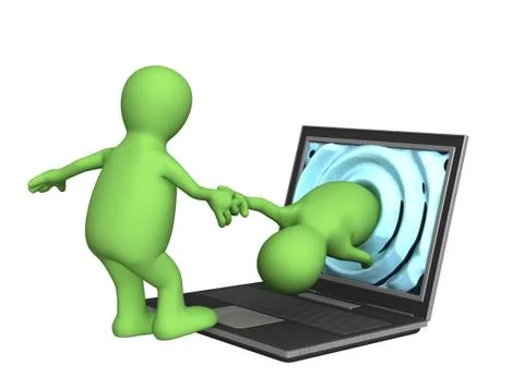 3d puppet, assisting to the friend in a trouble 스톡 일러스트