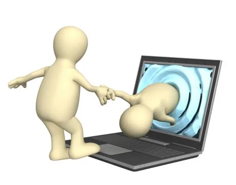 3d puppet, assisting to the friend in a trouble Illustrazione stock