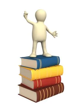 3d puppet with books Stock Illustration