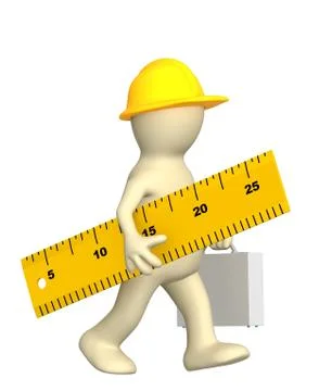 3d puppet - builder with ruler Stock Illustration