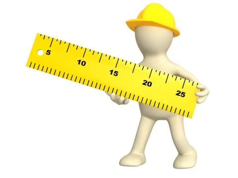 3d puppet - builder with ruler Stock Illustration