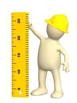 3d puppet - builder with ruler Stock Illustration