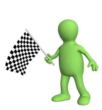 3d puppet with checkered flag Illustrazione stock