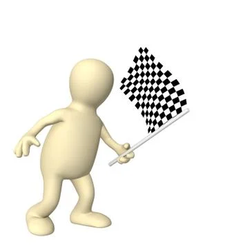 3d puppet with checkered flag Illustrazione stock