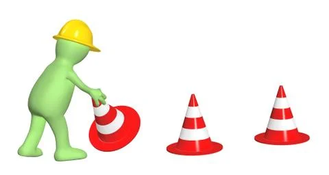 3d puppet with emergency cones Stock Illustration
