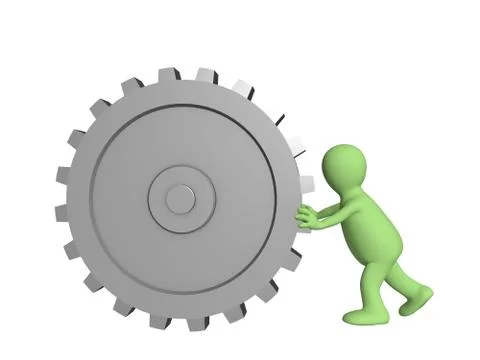 3d puppet with gear Stock Illustration