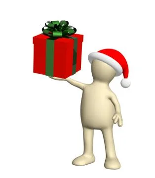 3d puppet with gift Stock Illustration