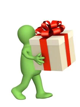 3d puppet with gift Stock Illustration