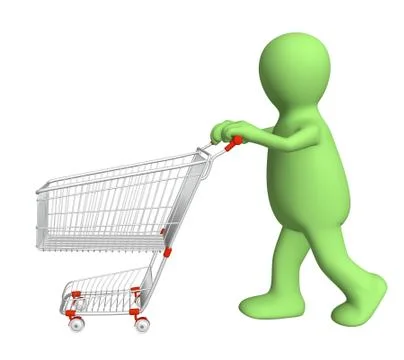 3d puppet, going for purchases Stock Illustration