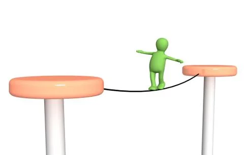 3d puppet, going on a rope Stock Illustration