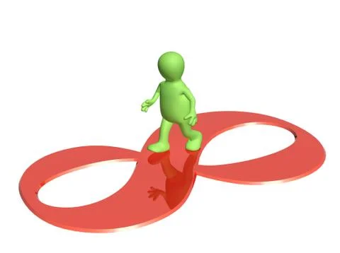 3d puppet, going on a sign infinity Stock Illustration