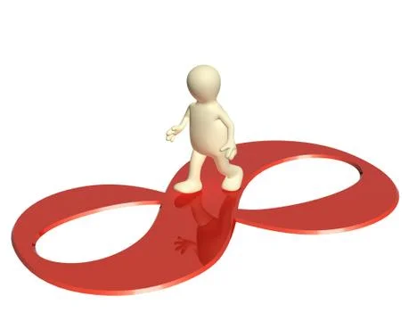 3d puppet, going on a sign infinity Stock Illustration