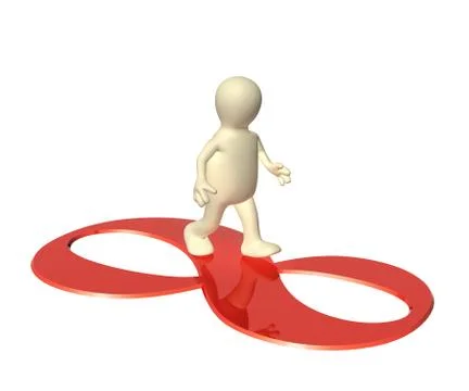 3d puppet, going on a sign infinity Stock Illustration