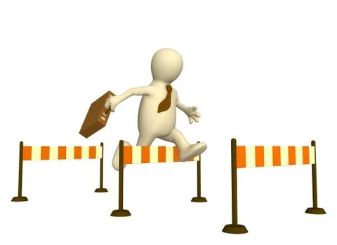 3d puppet, jumping through a barrier Stock Illustration