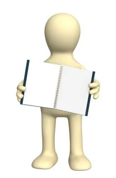 3d puppet with a notebook Stock Illustration