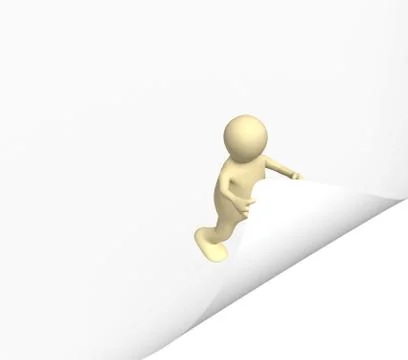 3d puppet, overturning page Stock Illustration