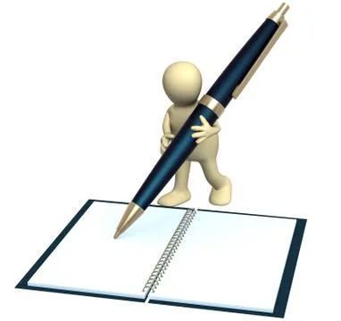 3d puppet with a pen Stock Illustration