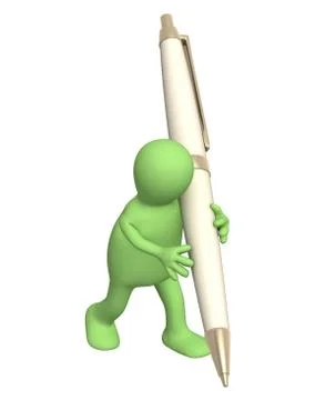 3d puppet with a pen Stock Illustration