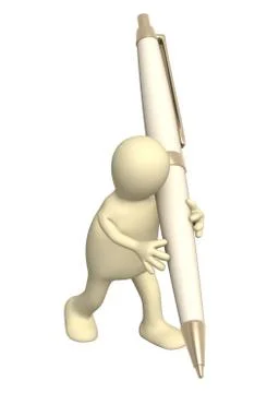 3d puppet with a pen Stock Illustration