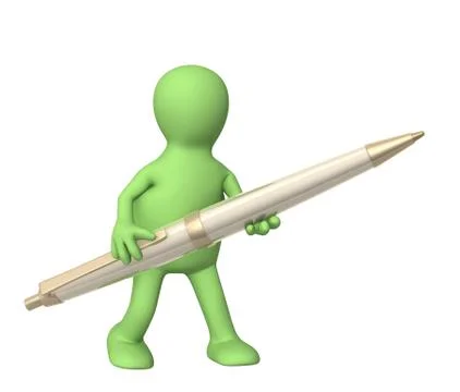 3d puppet with a pen Stock Illustration