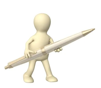 3d puppet with a pen Stock Illustration