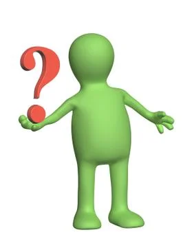 3d puppet with question mark Stock Illustration