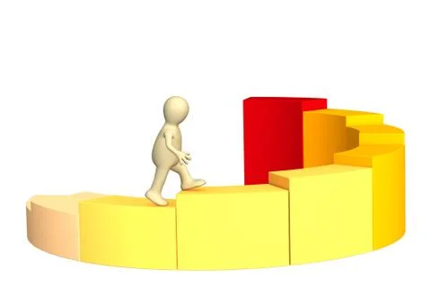 3d puppet, rising under the diagram Stock Illustration