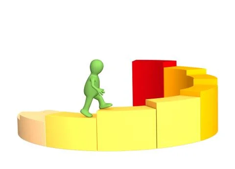 3d puppet, rising under the diagram Stock Illustration