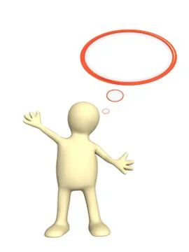 3d puppet with speech bubbles Stock Illustration
