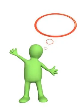 3d puppet with speech bubbles Stock Illustration