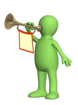 3d puppet trumpeter Stock Illustration