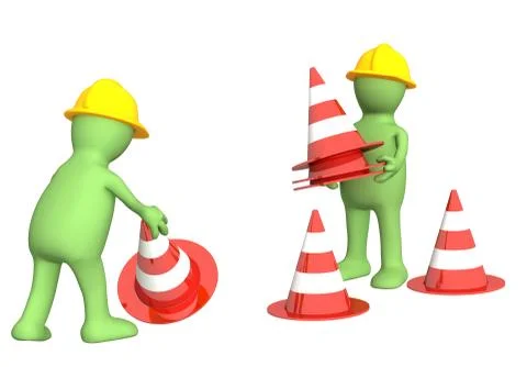 3d puppets with emergency cones Stock Illustration