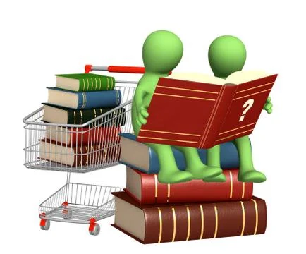 3d puppets, reading the dictionary Stock Illustration
