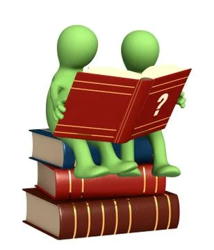 3d puppets, reading the dictionary Stock Illustration