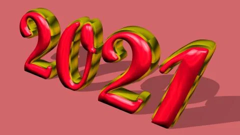 3D pure golden, solid shining text "2021" with pink background. 스톡 일러스트