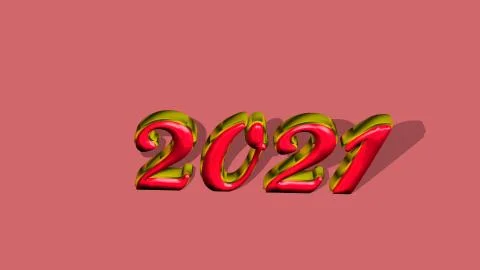 3D pure golden, solid shining text "2021" with pink background. 스톡 일러스트