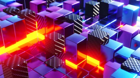 3d purple and blue blocks. Infinitely looped animation Stock Footage 223202402