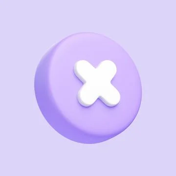 3D purple cancel button with white X icon 库存插图