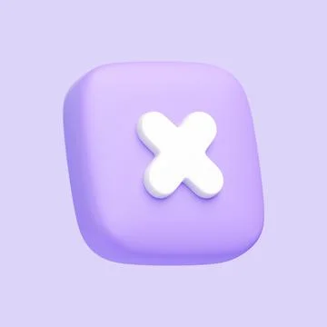 3D Purple Cancel Icon with White Cross Stock Illustration