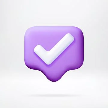 3D Purple check mark inside notification bubble 스톡 일러스트