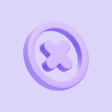 3D Purple Cross Symbol Inside Circle Icon Stock Illustration